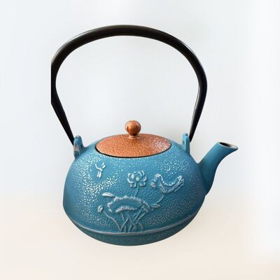 Tetera de Hierro Fundido + Infusor Diseño Blue Flowers